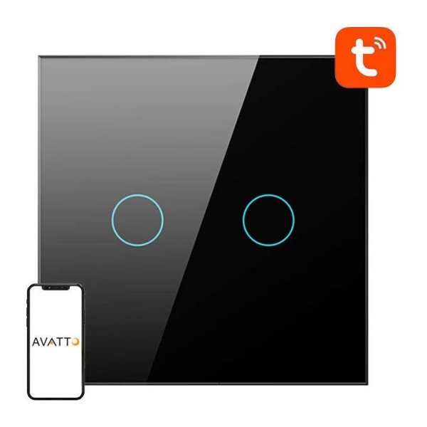 Avatto TS02-EU-B2 2 Botões WiFi Preto