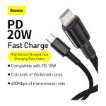 Baseus Cabo Trançado USB Tipo C para Lightning Apple 20W 1m