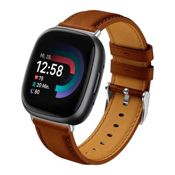 Pulseira Fitbit Versa 3 / Versa 4 Couro Castanho