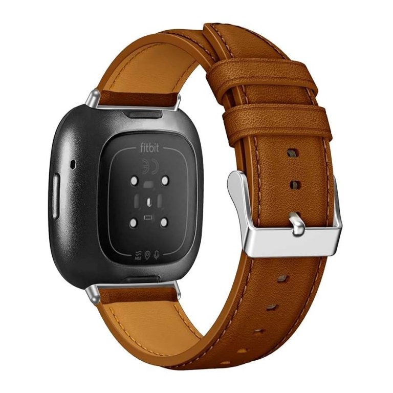 Pulseira Fitbit Versa 3 / Versa 4 Couro Castanho
