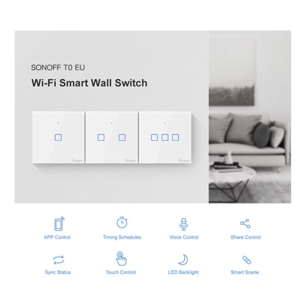 Sonoff T0 1C WiFi - Interruptor tátil inteligente