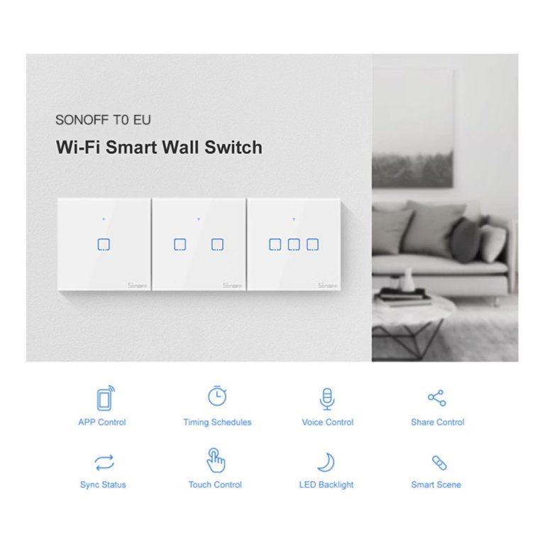 Sonoff T0 1C WiFi - Interruptor tátil inteligente