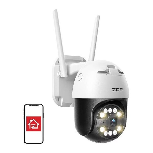 ZOSI C296 5MP 3K WiFi P/T PoE IP66 + Cartão microSD 32GB - Câmara de segurança IP